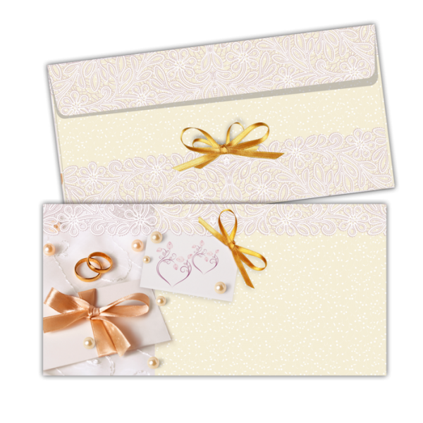 Envelope Wedding, DL 220x111 mm, beige
