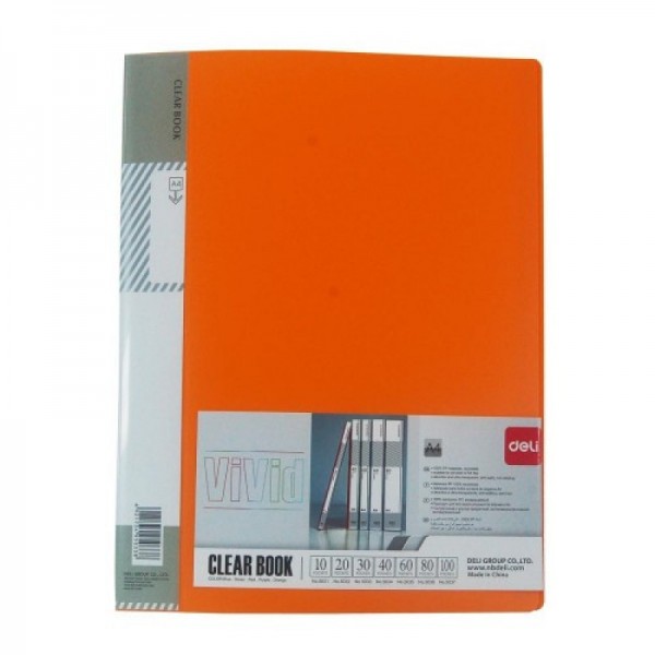 Clear Book А4, 10 pockets, orange