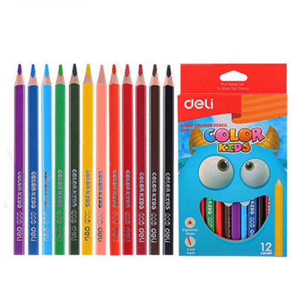Color Pencil Deli Jumbo Color Kids, ergonomic shape, 12 colors, EC00600