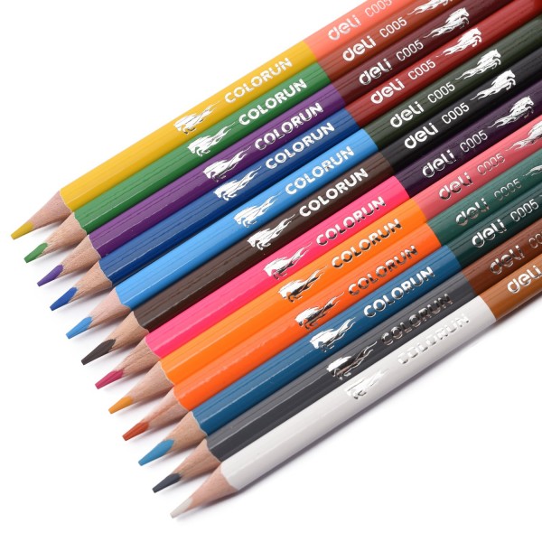 Цветные карандаши Deli ColoRun, трехгранные, двухсторонние 12=24, 24 цветов 12 шт, EC00520