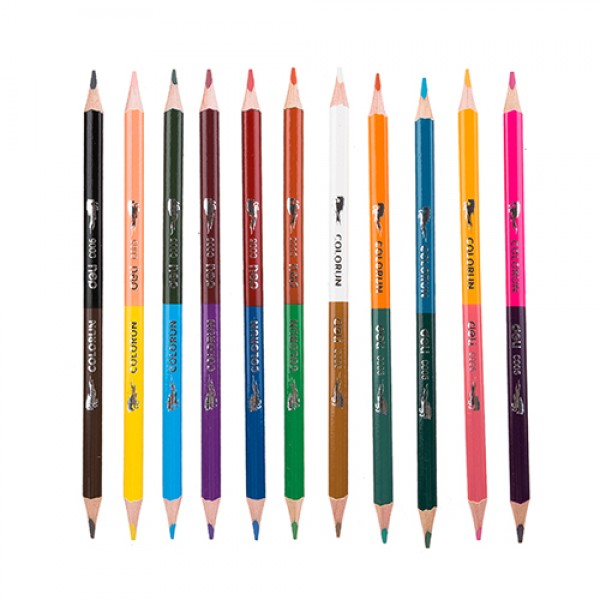 Color Pencil Deli ColoRun, ergonomic shape, dual-color 12=24, 24 colors 12 pcs, EC00520
