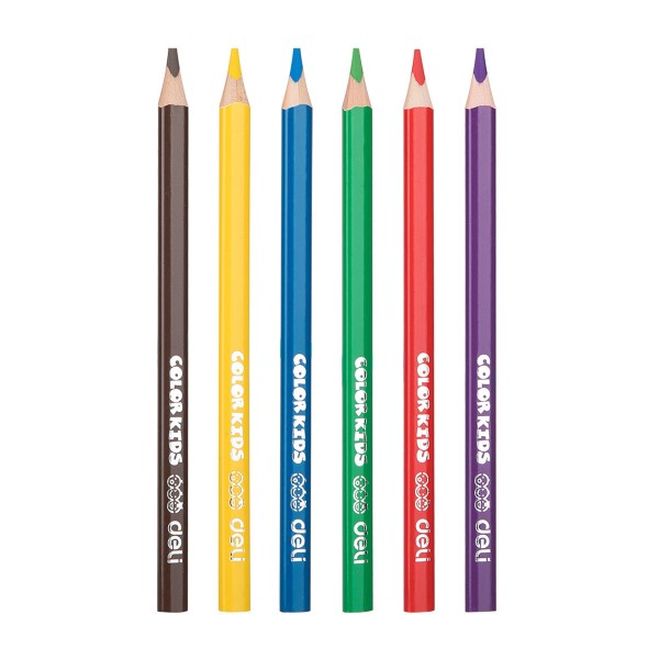 Цветные карандаши Deli Jumbo Color Kids, трехгранные, 6 цветов, EC00600