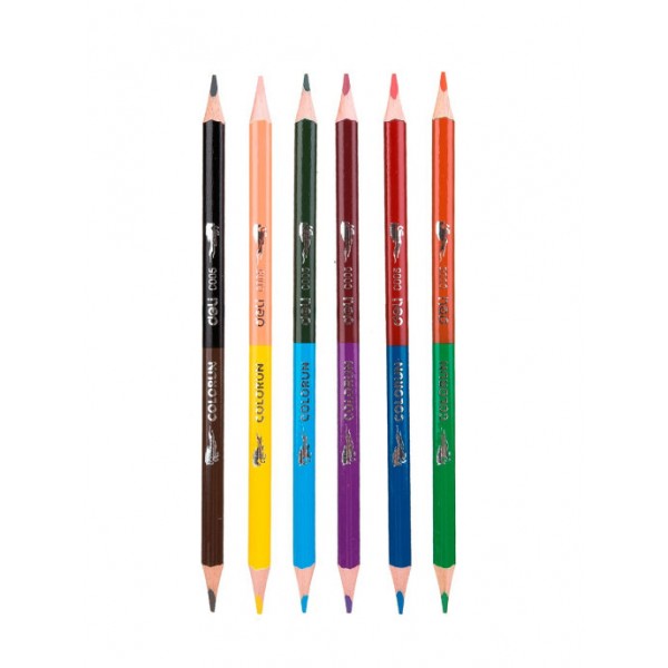 Color Pencil Deli ColoRun, dual color 6=12, 12 colors 6 pcs, EC00500
