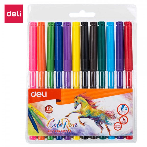 Felt Pen Deli ColoRun 12 colors, EC10003 