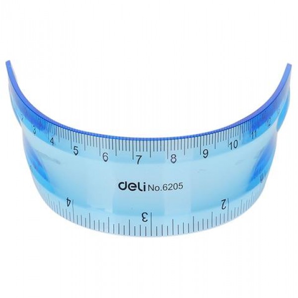 Flexible Ruler Deli 15 cm, 6205, bright blue transparent