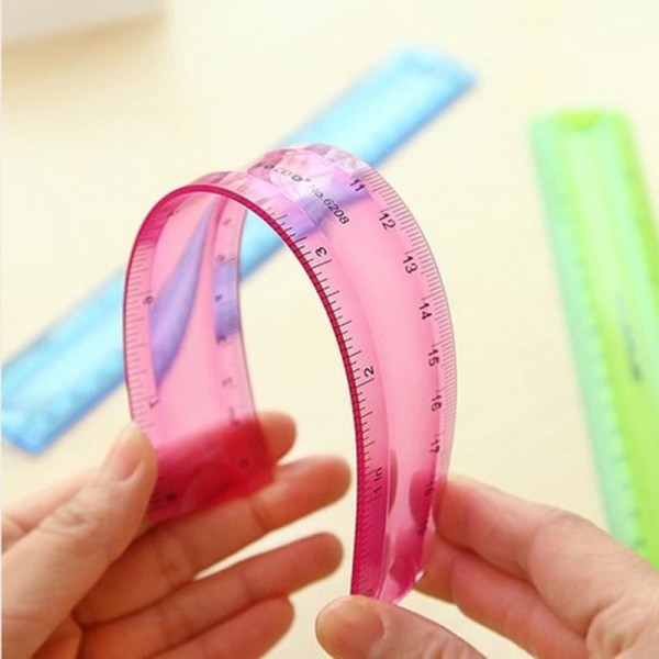 Flexible Ruler Deli 30 cm, 6209, pink transparent 