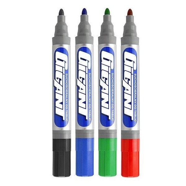 White Board Markers Gigant, round, 1.5 - 2.5 mm, 4 colors