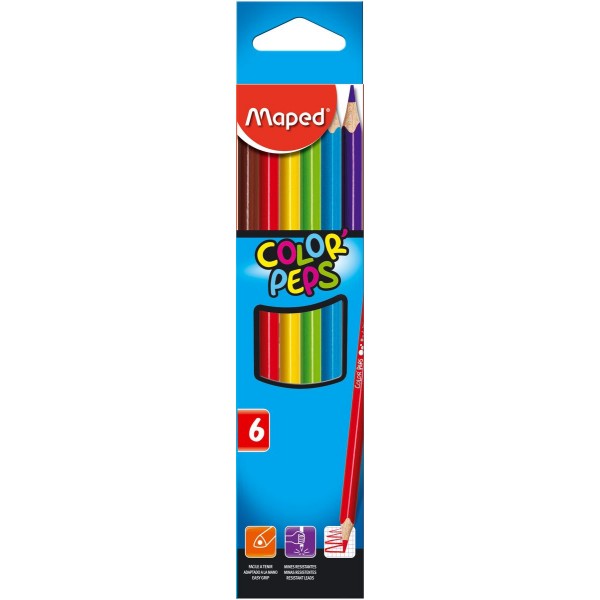 Color Pencil Maped COLOR'PEPS, ergonomic shape, 6 colors