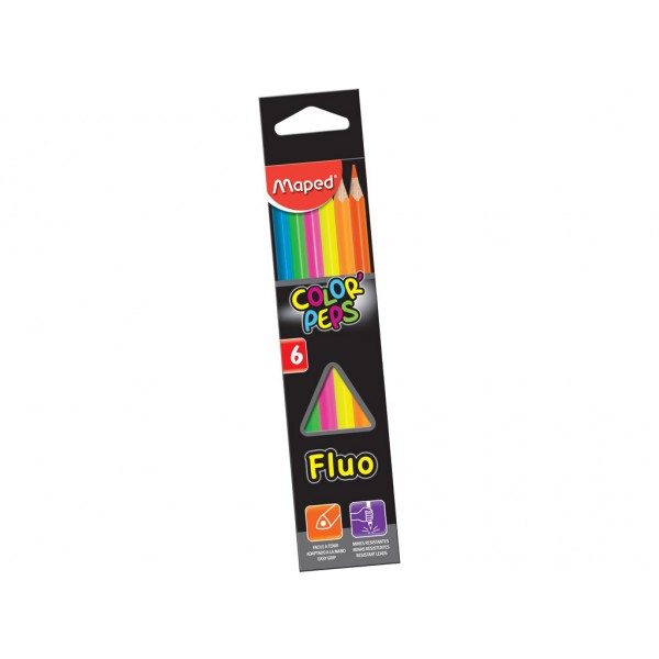 Цветные карандаши Maped COLOR'PEPS Fluo, трехгранные, 6 цветов