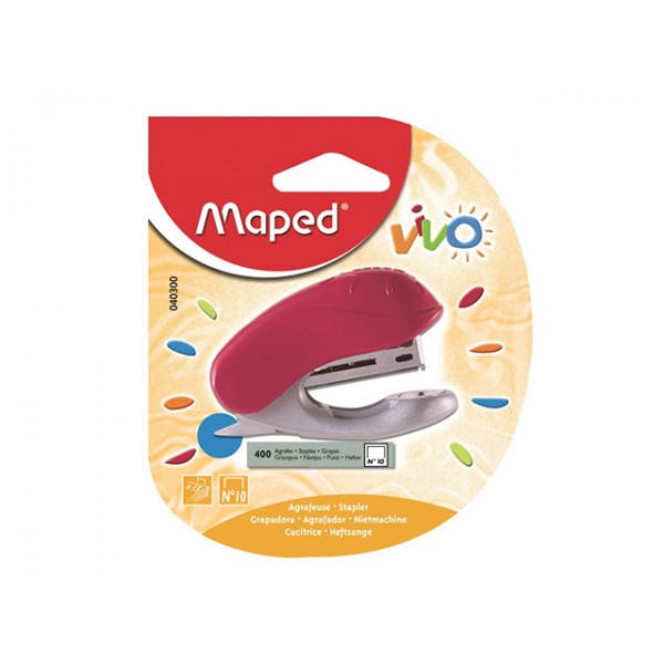 Степлер MAPED Vivo на 15 листов, скобы №10, с антистеплером, красный