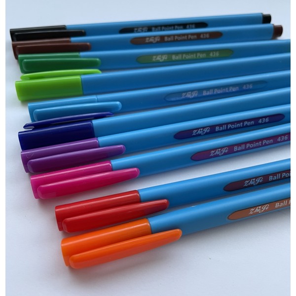 Ball Point Pens Set ZhiJi Color 1.0 mm, 10 colors 