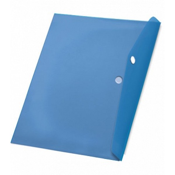 Папка-конверт с кнопкой А4, непрозрачная, глянец, синяя
