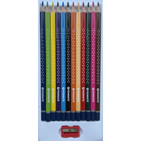 Color Pencil Penmate KOLORI, ergonomic shape, 12 colors + sharpener 
