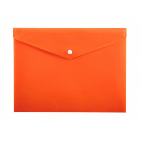 Папка-конверт с кнопкой А4, непрозрачная, глянец, оранжевая
