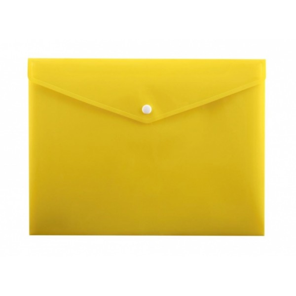 Папка-конверт с кнопкой А4, непрозрачная, глянец, желтая