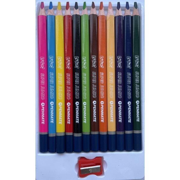 Color Pencil Penmate KOLORI SUPER JUMBO, ergonomic shape, 12 colors + sharpener 