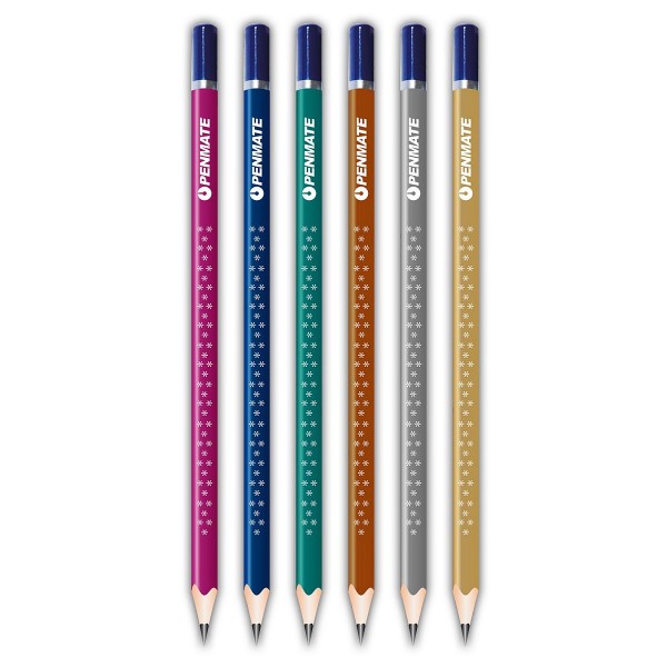 Pencil Penmate Metallic, HB, triangular, without eraser, assorted 