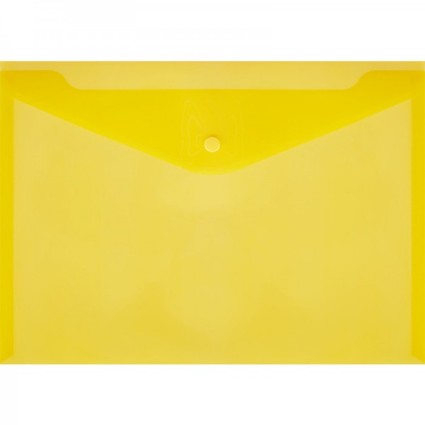 Папка-конверт с кнопкой А4, глянец, прозрачная желтая