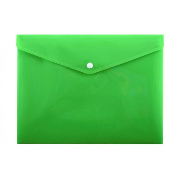 Папка-конверт с кнопкой А4, непрозрачная, глянец, салатовая