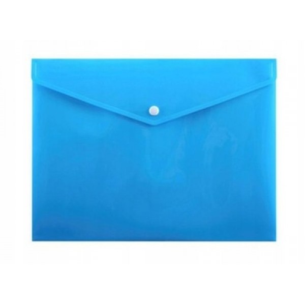 Папка-конверт с кнопкой А4, непрозрачная, глянец, синяя