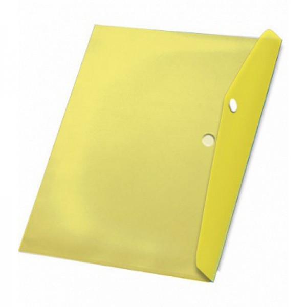 Папка-конверт с кнопкой А4, непрозрачная, глянец, желтая