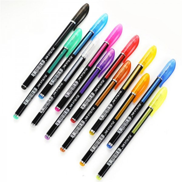 Gel Pens Set ZuiХua Glitter Pen Neon Color 1.0 mm, 12 colors 